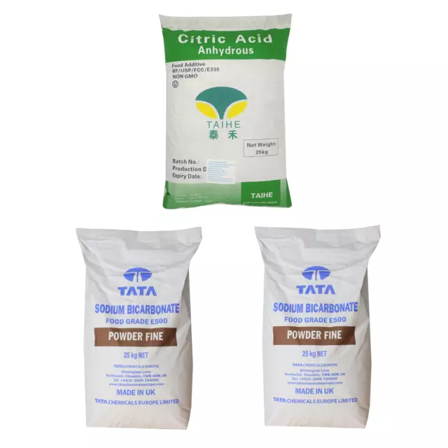 Hexeal BATH BOMB KIT |75kg|25kg Citric Acid + 50kg Sodium Bicarbonate|Food Grade