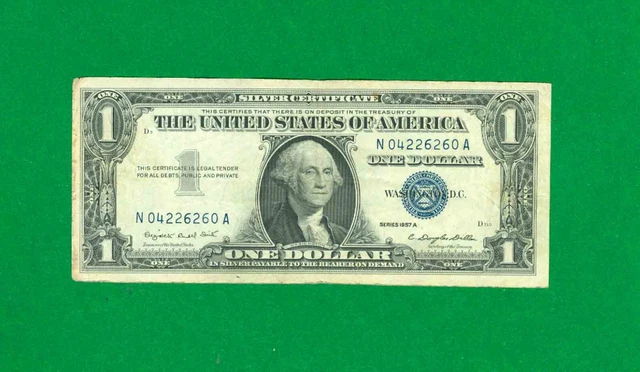 $1 1957-A 1 N/A Block Blue Seal Silver Certificate Circ.