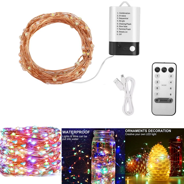LED USB Copper Wire Strip String Fairy Light Wedding Xmas Home Decor W/ Remote