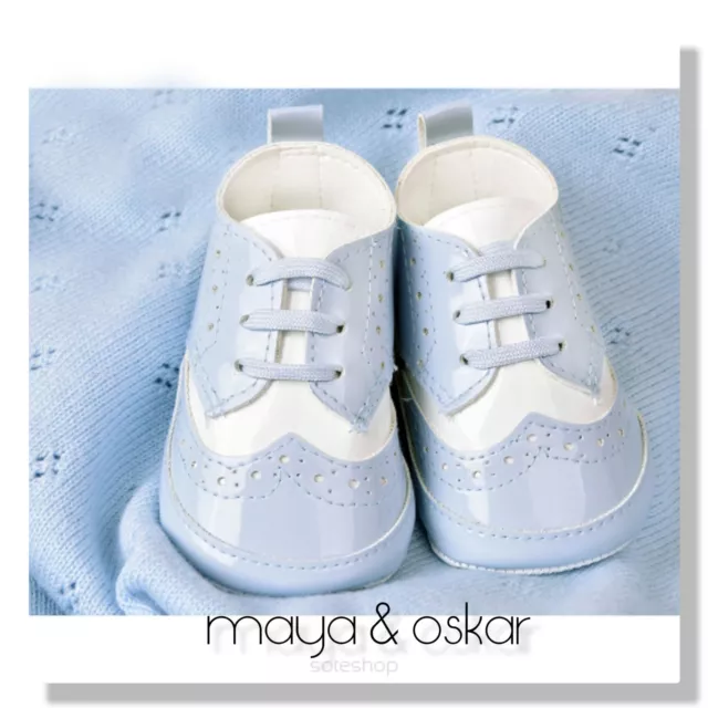 SCARPE CARROZZINA BIMBO PATINATA BLU BATTESIMO SMART FESTA FORMALE 3-18m