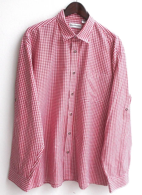 Camicia tradizionale uomo rossa bianca a quadretti taglia 43/44 di Isar costumi tradizionali