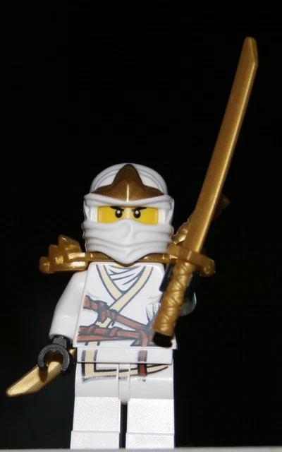 LEGO NINJAGO ZANE ZX WHITE Ninja FROM 9440 with Twin Swords