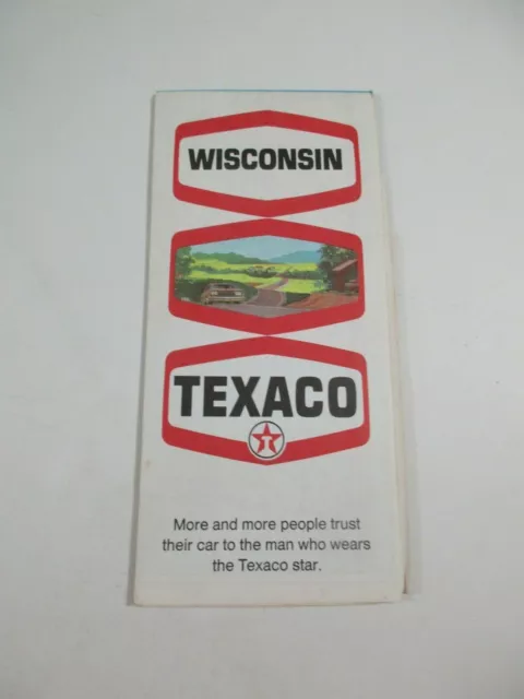 Vintage 1970 TEXACO Wisconsin State Highway Gas Station Travel Road Map~Box V9