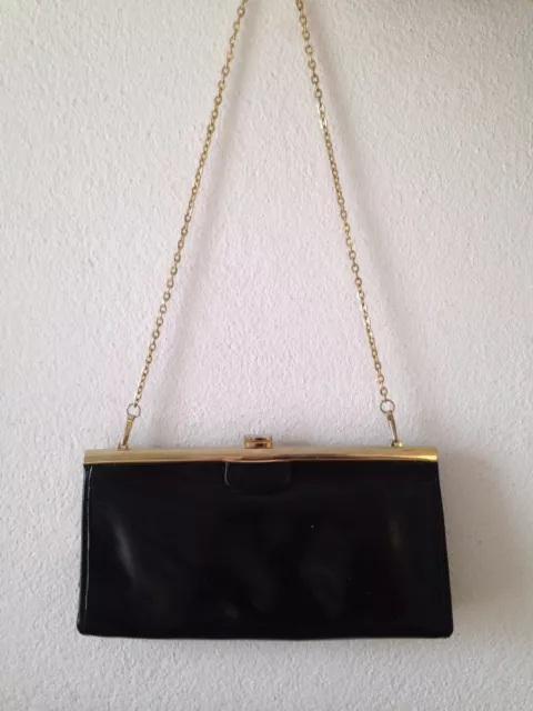 superbe sac a main Femme pochette noire  vintage années  70's