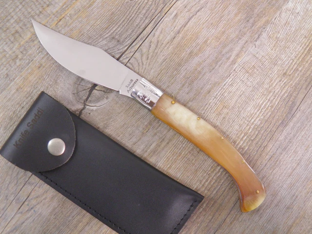 COLTELLO scuoio 27 CM SARDEGNA SARDO MANICO CORNO di muflone  ARBURESA ARBUS