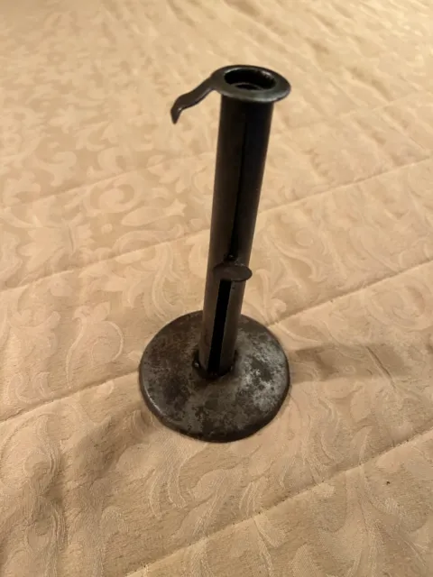 Old Tin Hog scraper Style Candlestick Holder, Candle Pull Up Lever, Free S/H