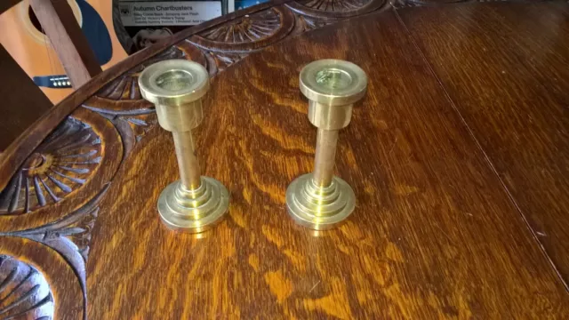 Pair of solid Brass Vintage  small Candle Sticks