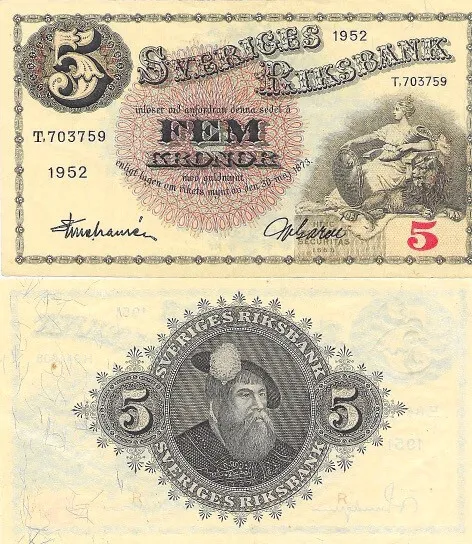 1952 Sweden 5 Krona P# 33 Uncirculated