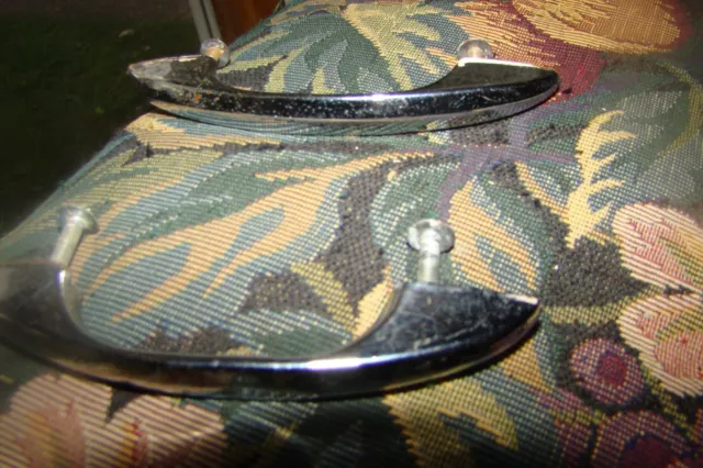 2 VTG Chrome Steel Cabinet Door or Drawer Handles/Pulls 4"