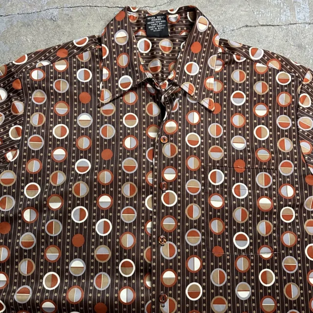 Vintage 80s Joel California Abstract Circle Geometric Disco Shirt Large