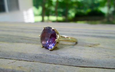 14 Kt Yellow Gold 6.77 Ctw Pink Color Changing Alexandrite Ring Size 6