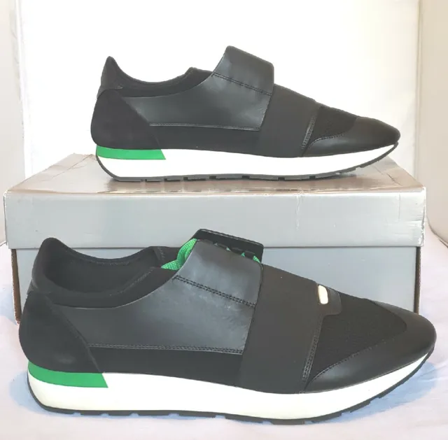Balenciaga Mesh Calfskin  Neoprene Men's Race Runner Sneakers Size 45 E Box Bag