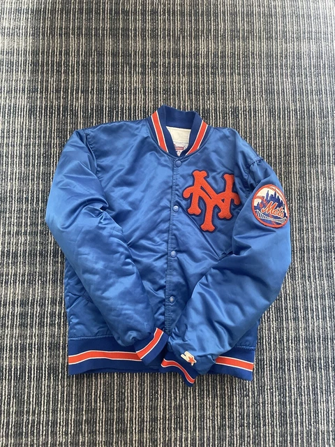 Vintage 80s MLB NEW YORK METS Satin Nylon Bomber Baseball Jacket Adult S Small