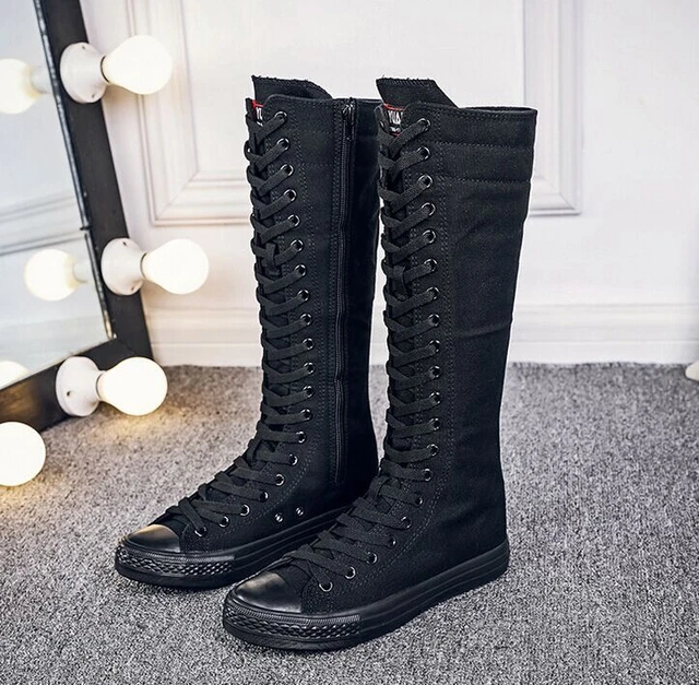 Knee high sales canvas boots uk