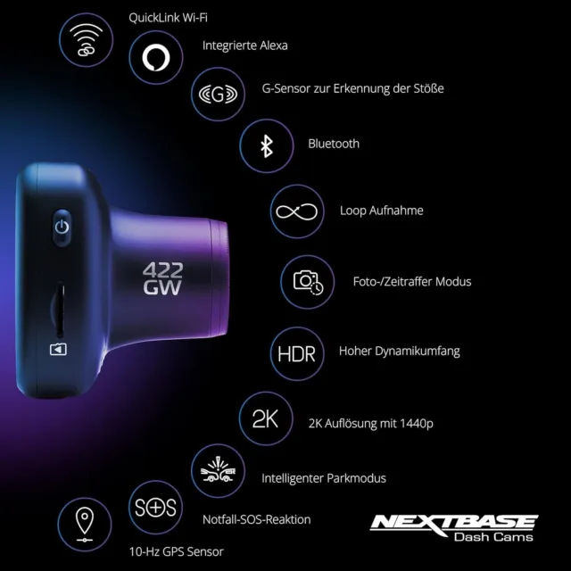 Nextbase 422GW – Autokamera Dashcam Auto - Full 1440p/30fps HD Aufzeichnung 3