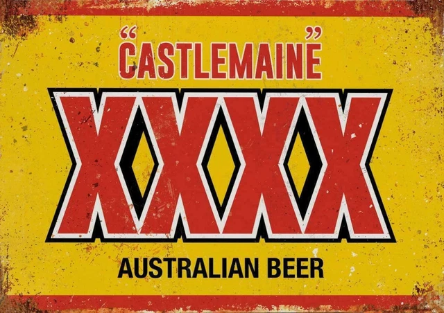 Retro Vintage Wand Metall Schild Blech Plakette Pub Schuppen Bar Mann Höhle Castlemaine Bier