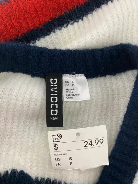 Divisé H&M Femmes Pull Rayé Col Rond TAILLE S 4