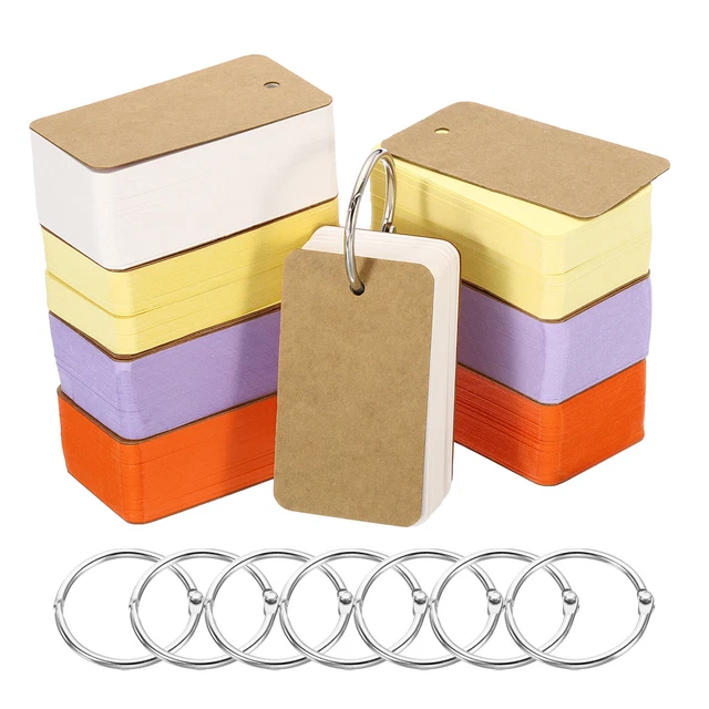 2.8" x 1.5" Blank Flash Cards with Rings Index Cards, Assorted Colors 800pcs