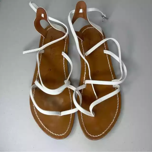 K JACQUES ST. Tropez White Leather Gladiator Sandals 41 $89.00 - PicClick