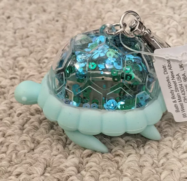 Bath & Body Works SEQUIN SEA TURTLE  Pocket *bac Holder Key Chain Clip