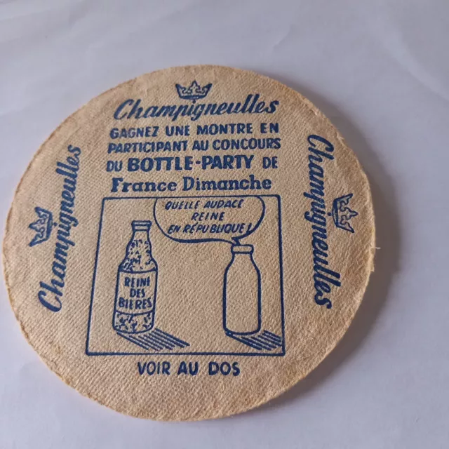 Ancien sous Bock bière Brie CHAMPIGNEULLES recto verso différent