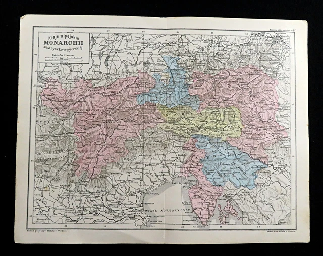 AUSTRO HUNGARIAN EMPIRE Map Austria Hungary Europe POLISH Antique 1879 Austro Hungarian Empire Map Austria Hungary Europe POLISH.webp