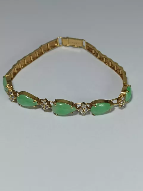 bracelet or 18 carats Jade Et Pierre Blanche