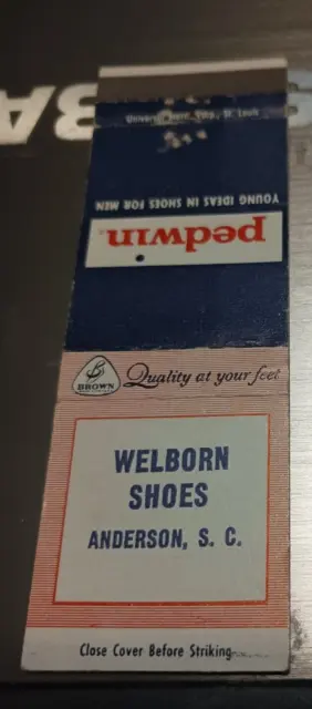 Vintage Matchbook Welborn Shoes Anderson South Carolina C76