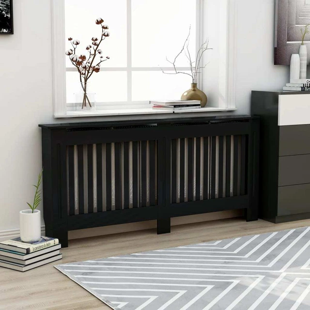 Vidaxl Copertura per Radiatore Nera 172x19x81 cm in MDF