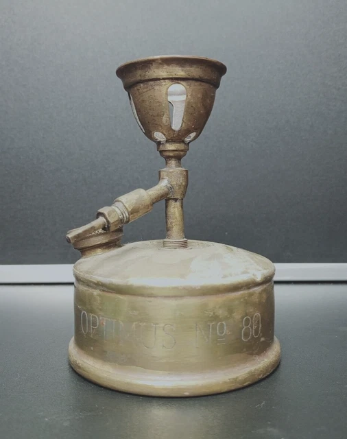 Grand Réchaud à Pétrole Ancien – Laiton Vintage – Chauffe-plat – 26x23cm