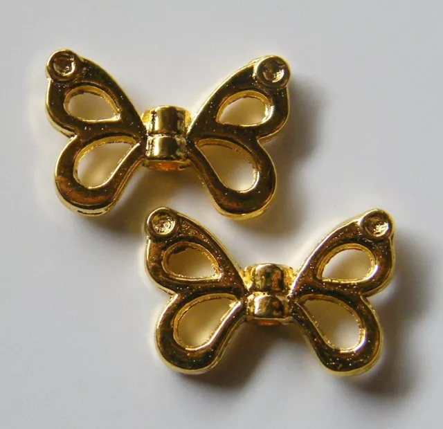 50pcs 15x10x3mm Metal Alloy Butterfly Spacer Beads - Bright Gold