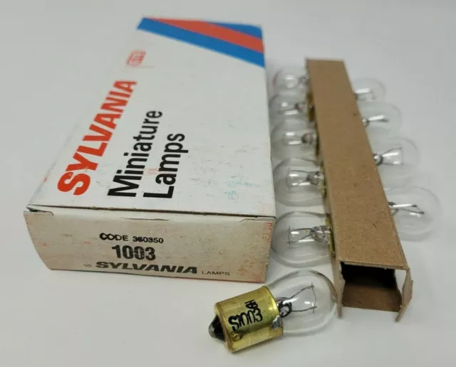 Box of 10 Sylvania 1003 S1003 Light Bulbs Miniature Automotive Signal Lamps