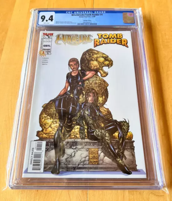 Witchblade/Tomb Raider #1 Variant Cover CGC 9.4. White Pages! Lara Croft!