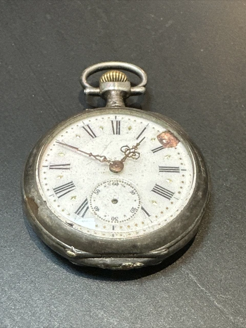 Ancienne Montre Gousset Argent Massif Remontoire Pour pièces Art Nouveau