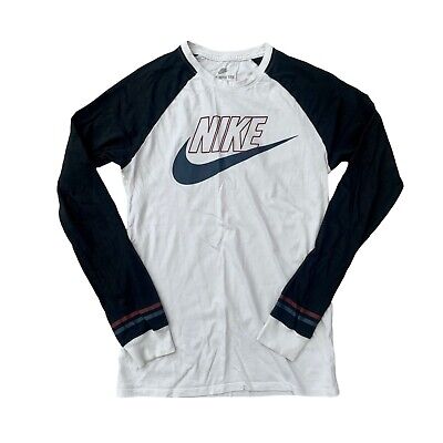 T-shirt Nike maniche lunghe logo spell out bianco e nero B+W L/S taglia XS