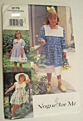 Vogue Sewing Pattern 9178 Sailor Dress Girls 5-6 B&W COVER Vintage 1990s Uncut