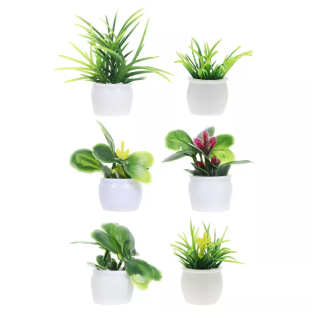 6 Pz Piante Verdi Artificiali Mini Casa Plastica Vaso da Fiore Modellazione