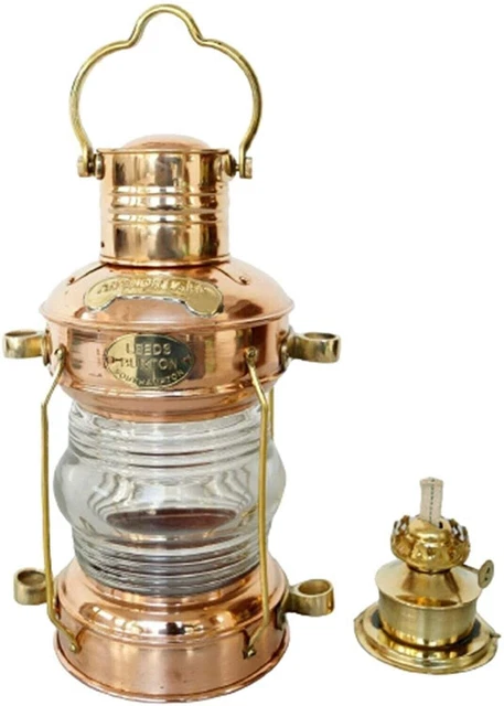 Lampada a olio nautica in ottone ramato Anchor Marine Lanterna sospesa...