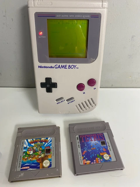 Nintendo Game Boy Grey Handheld System - Grey with 3 games