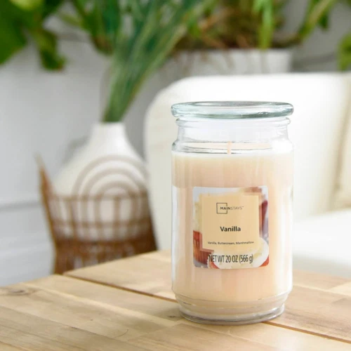 Mainstays Vanilla Scented Single-Wick Large Glass Jar Candle, 20 oz.