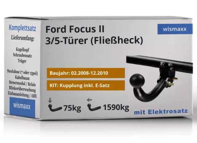 ANHÄNGERKUPPLUNG für Ford Focus II 08-10 starr WESTFALIA +13pol ESatz ABE