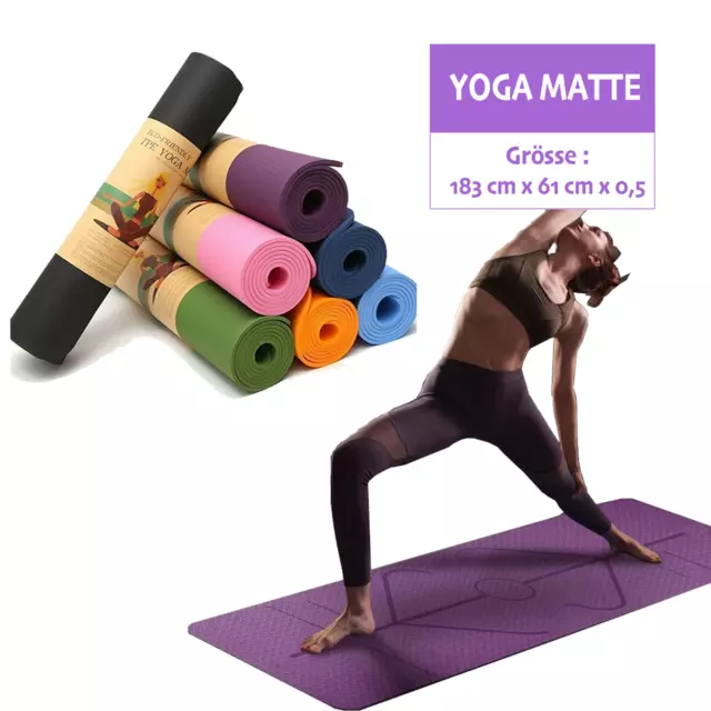 Yogamatte Rutschfest Pilates Sport Yoga matte Gymnastikmatte  Bänder Kork Farben