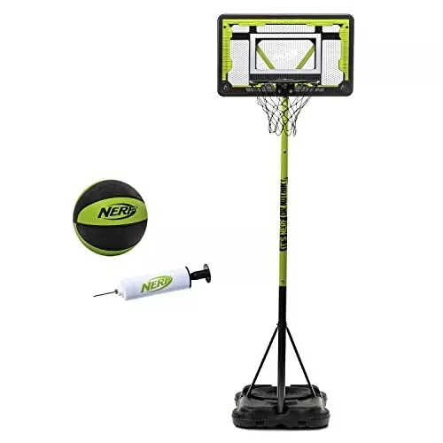 NWOB Nerf Adjustable Indoor Outdoor Mobile Mini Basketball Hoop 6-7.5 feet tall NWOB Nerf Adjustable Indoor Outdoor Mobile Mini Basketball Hoop 6-7.5 feet tall