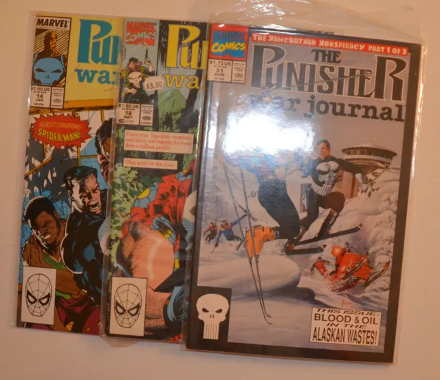 Punisher War Journal Lot of 3 #14,18,31 Marvel (1990) 1st Series Comics