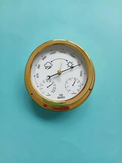 MEGA-QUARTZ Brass Ships Style wall barometer