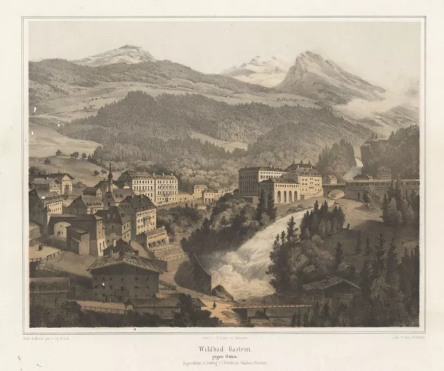 Bad Gastein : Lithographie, Rottmann/Penzolt, ca. 1850