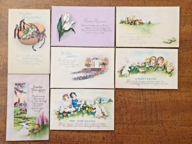 Lot Of 7 Diff. Db Easter Greetings Postcards, 1910'S