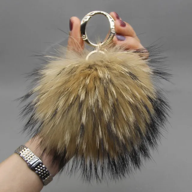 15cm Large Real Natural Fox Fur Ball PomPom Keychain Keyring Bag Pendant