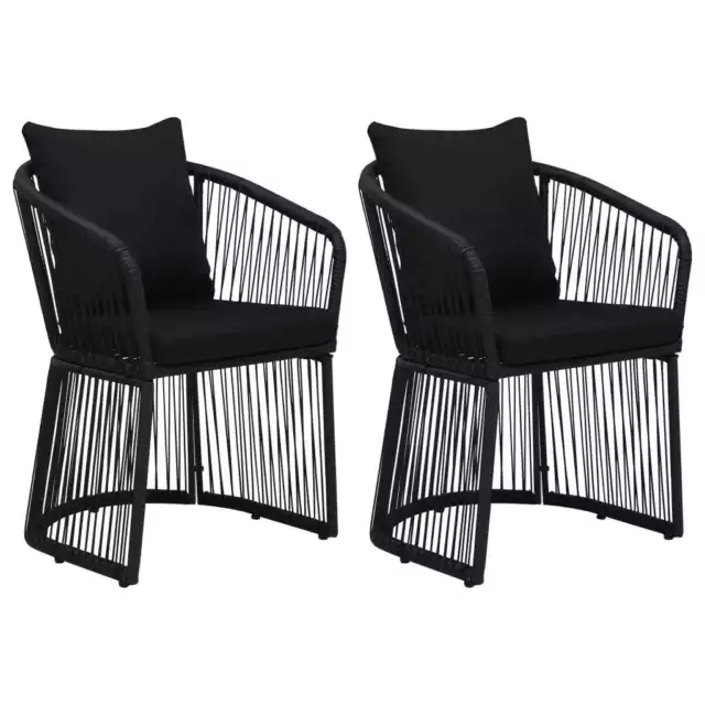 Chaises de jardin 2 pcs et coussins et oreillers Rotin PVC Noir vidaXL