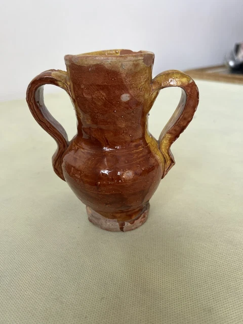 Vintage Ceramica Caraffa Brocca 13 Cm Grottaglie  Puglia Pugliese Inizi 900